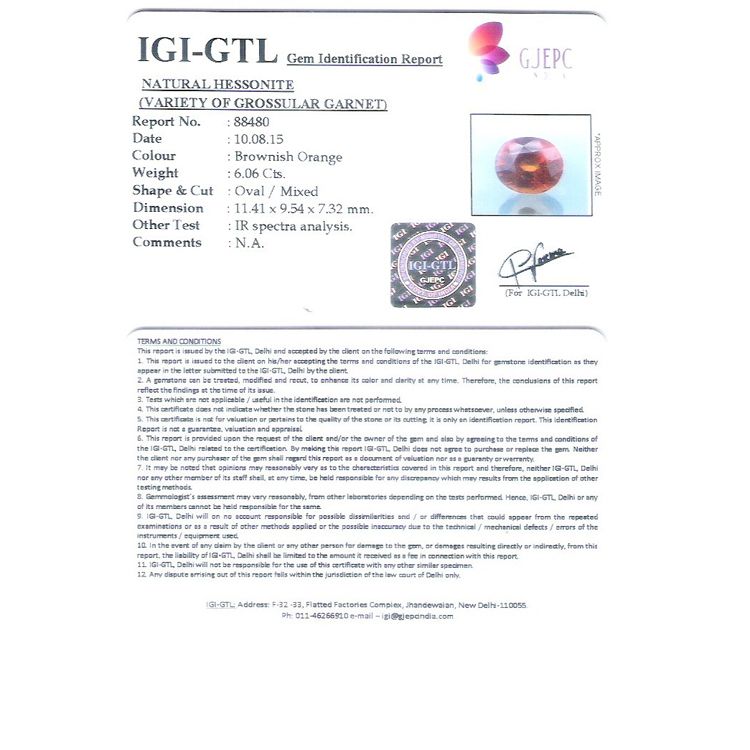 6.73 Ratti Natural Govt. Lab Certified Ceylonese Gomed-(3100)