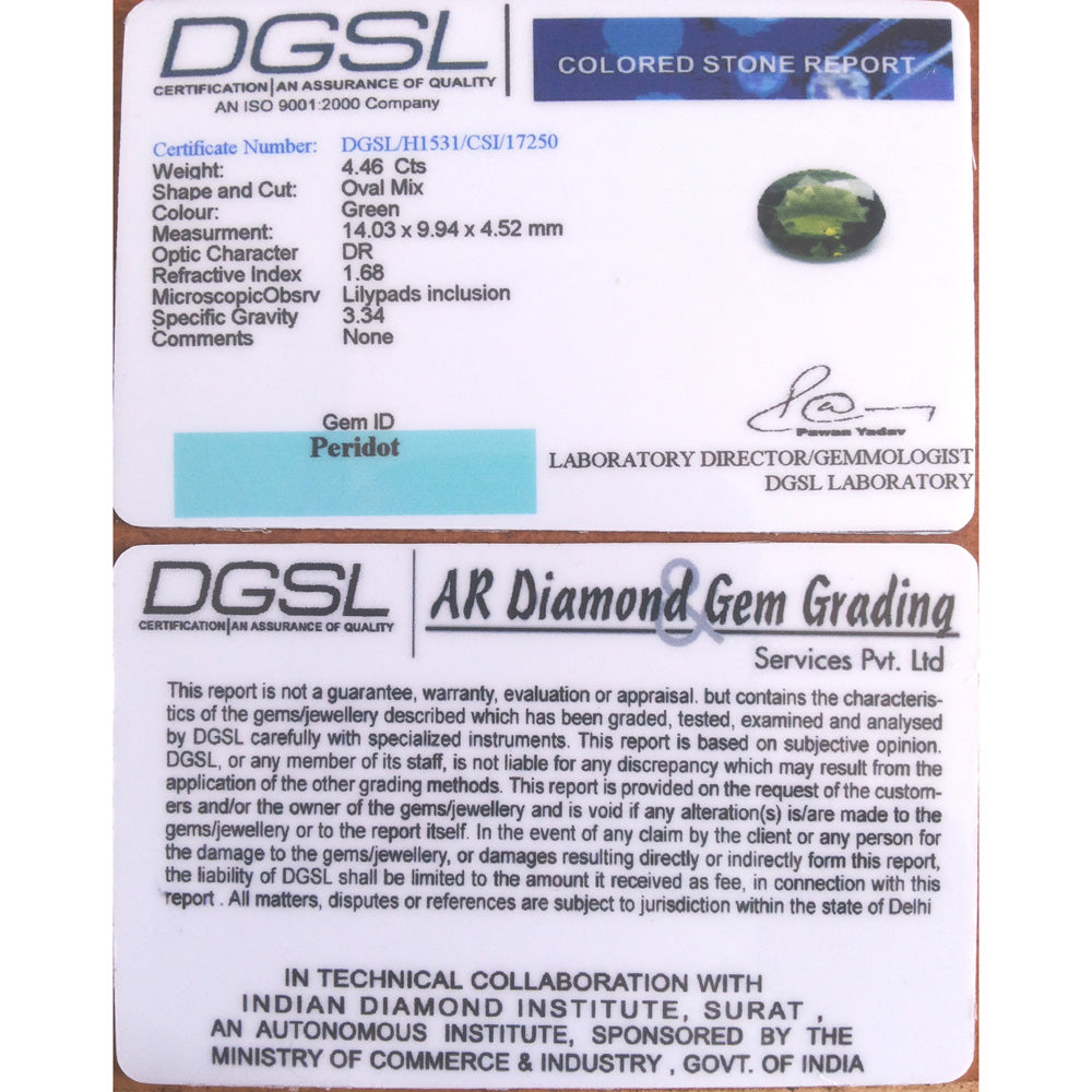 4.46/CT Natural Peridot Gemstone