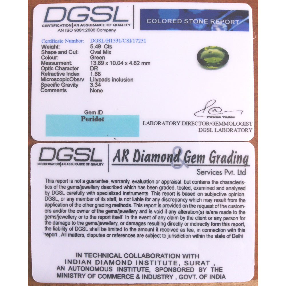 5.49/CT Natural Peridot Gemstone