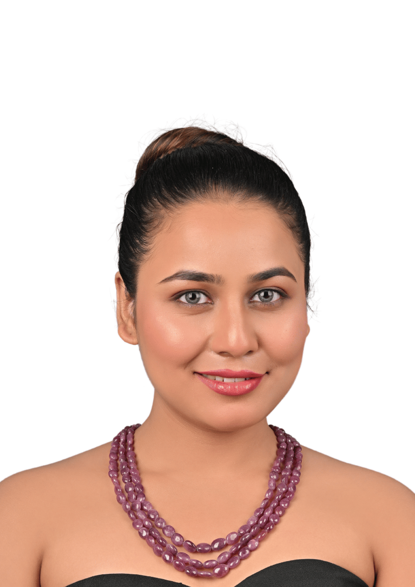 59.4/GM THREE LAYER RUBY BEADS MALA (875)