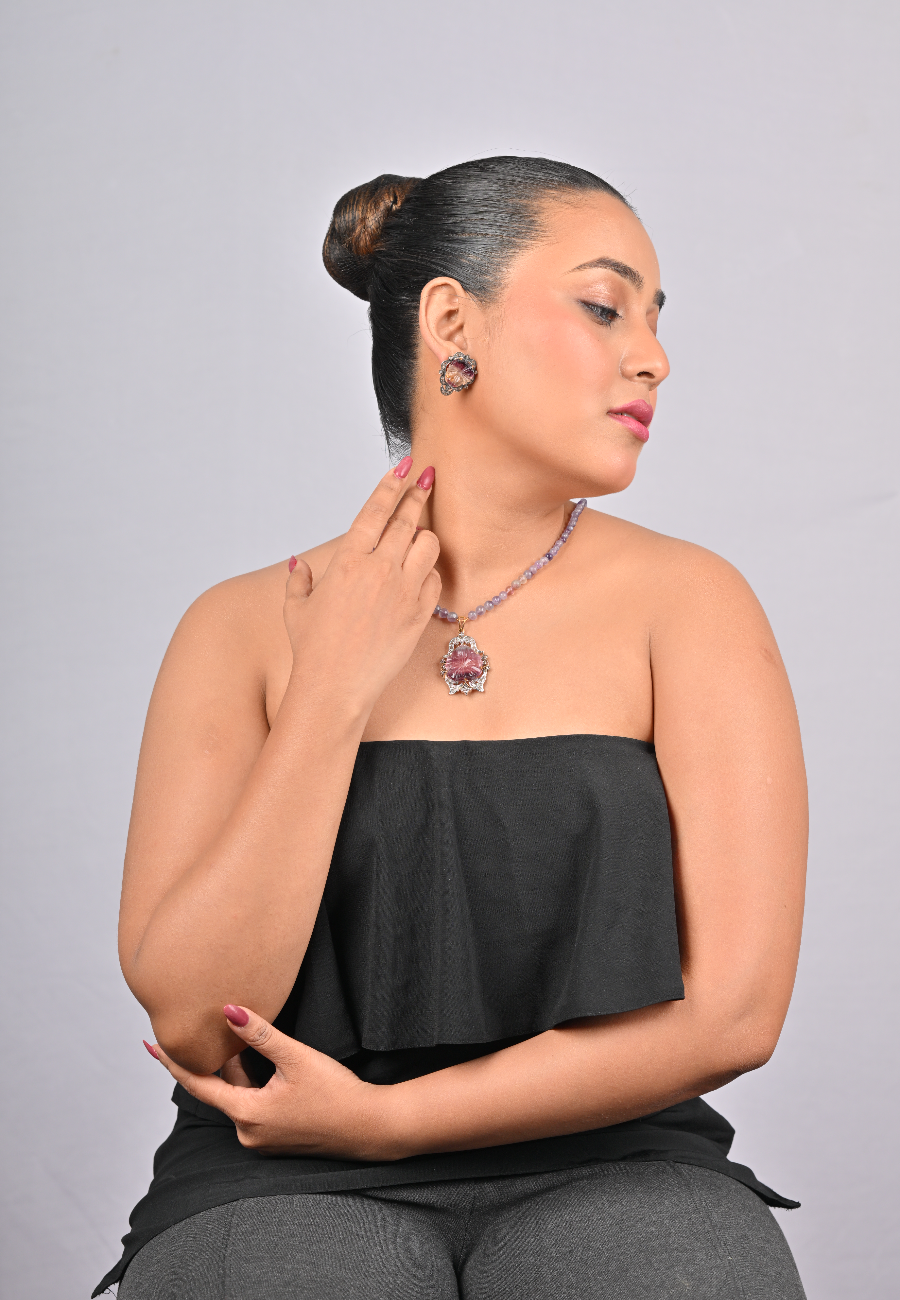 46.50/GM PURPLE TOURMALINE 3 PCS VICTORIAN JEWELLERY