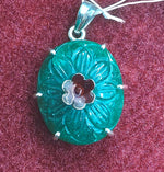 Load image into Gallery viewer, Silver Pendant of Natural Indian Jade Stone-2250