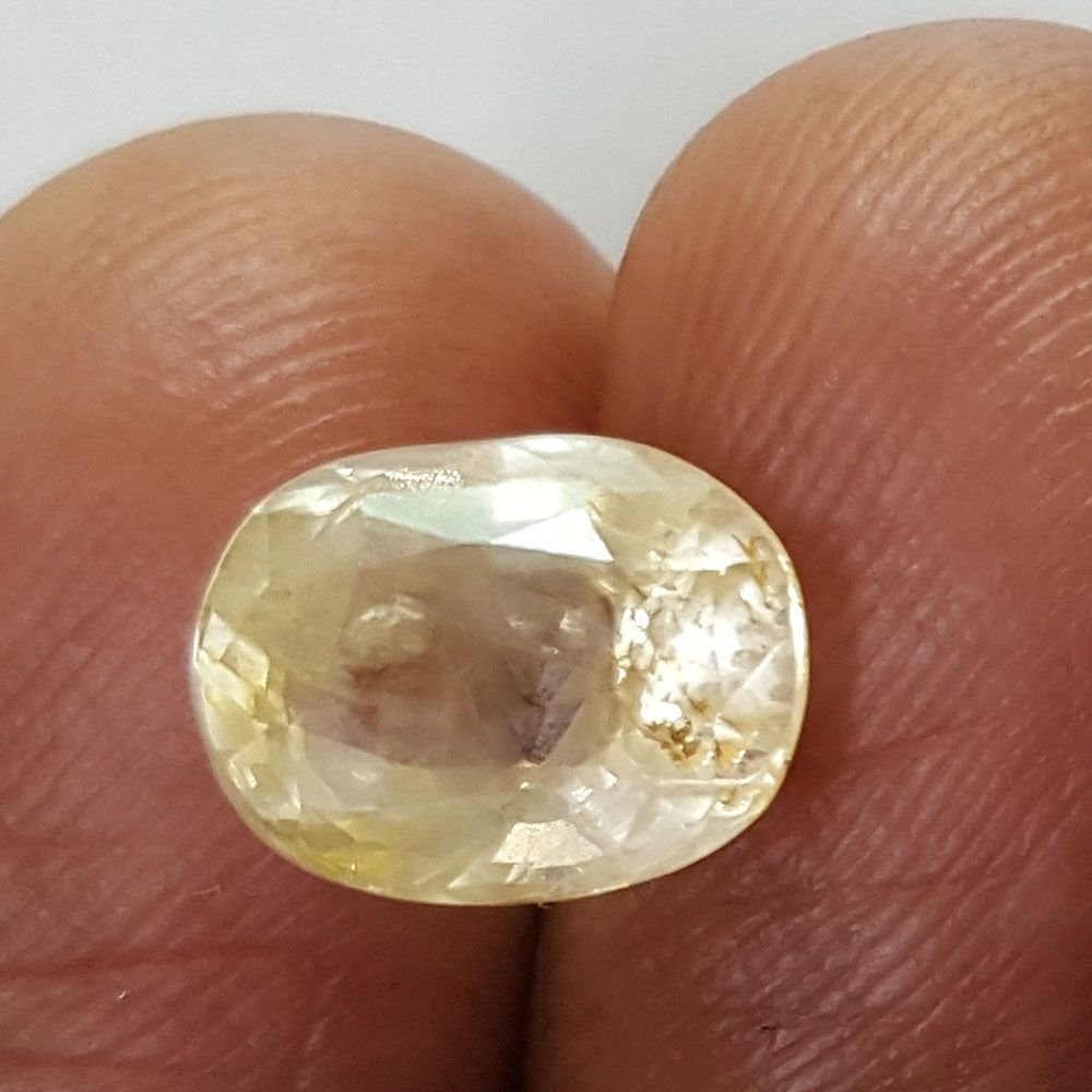 3.68/CT Natural Yellow Sapphire with Govt Lab Certificate-(YELSA9V)