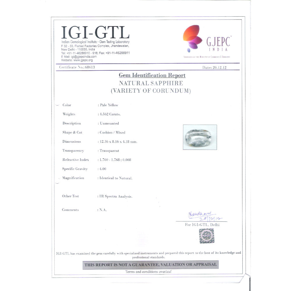 5.06 Ratti Natural Pitambari sapphire with Govt Lab Certificate-(23310)