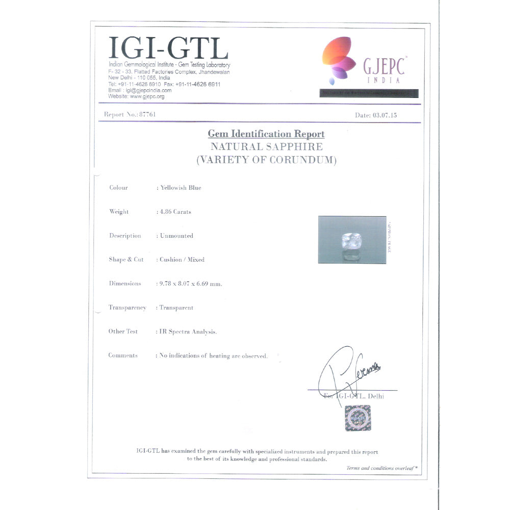 5.40 Ratti Natural Pitambari Neelam with Govt Lab Certificate-(16650)