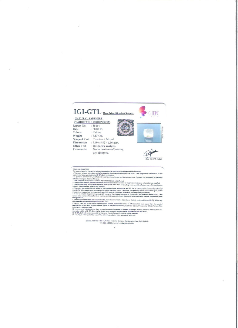 4.30 Ratti Natural yellow sapphire with Govt Lab Certificate-(4100)