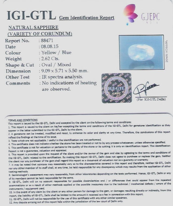 2.09/CT Natural Pitambari Sapphire with Govt Lab Certificate-88471