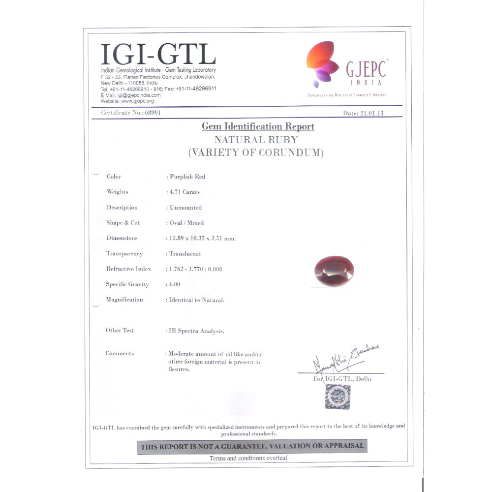 5.23 Ratti Natural Govt Lab Certified Ruby-5661