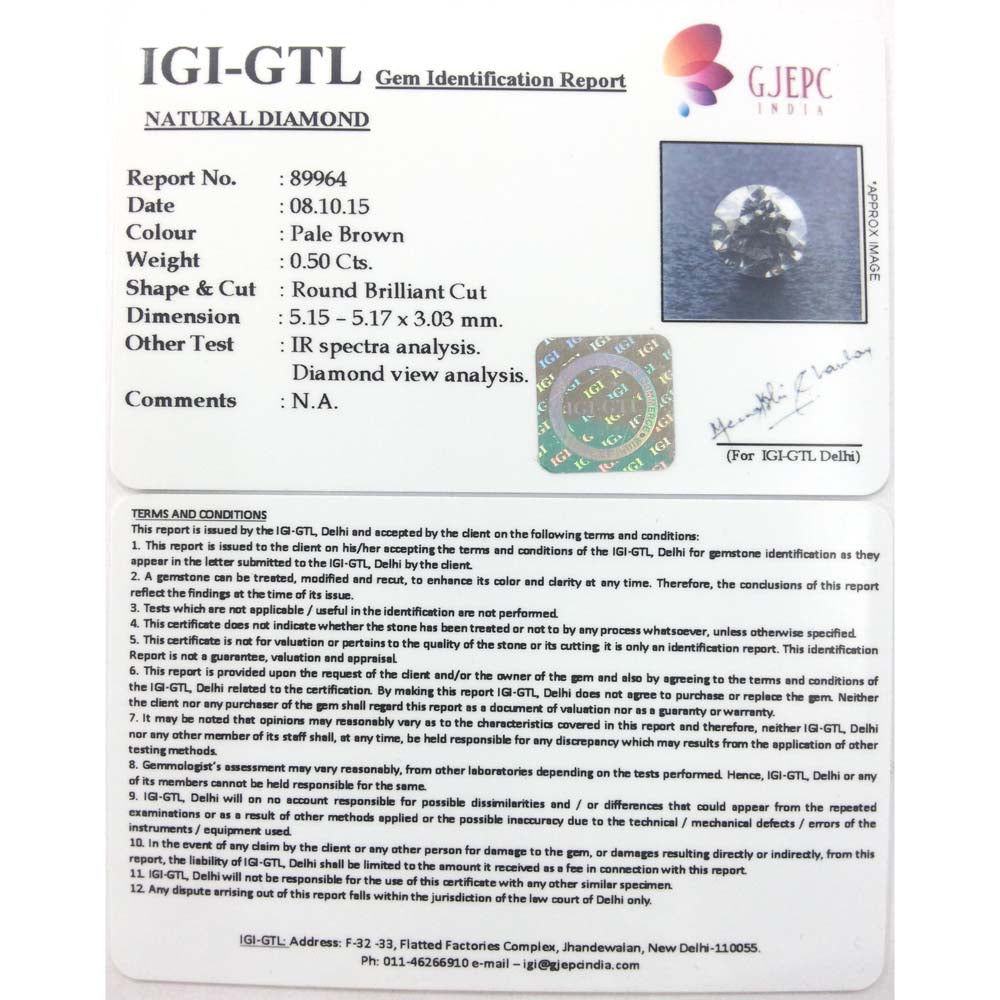 0.50/CT Natural Diamond gemstone