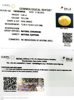 Load image into Gallery viewer, 5.66/CT Natural Yellow Sapphire With Govt Lab Certificate (2331)
