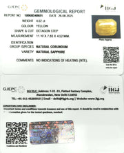 4.62/CT Natural Yellow Sapphire With Govt Lab Certificate (1221)