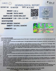 0.92/Cents Natural Diamond With Govt. Lab Certificate (120000)