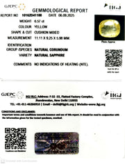 6.57/CT Natural Yellow Sapphire With Govt Lab Certificate (23310)