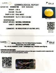 2.92/CT Natural Yellow Sapphire With Govt Lab Certificate (4551)
