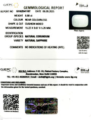 8.88/CT Natural White Sapphire with Govt Lab Certificate (2331)