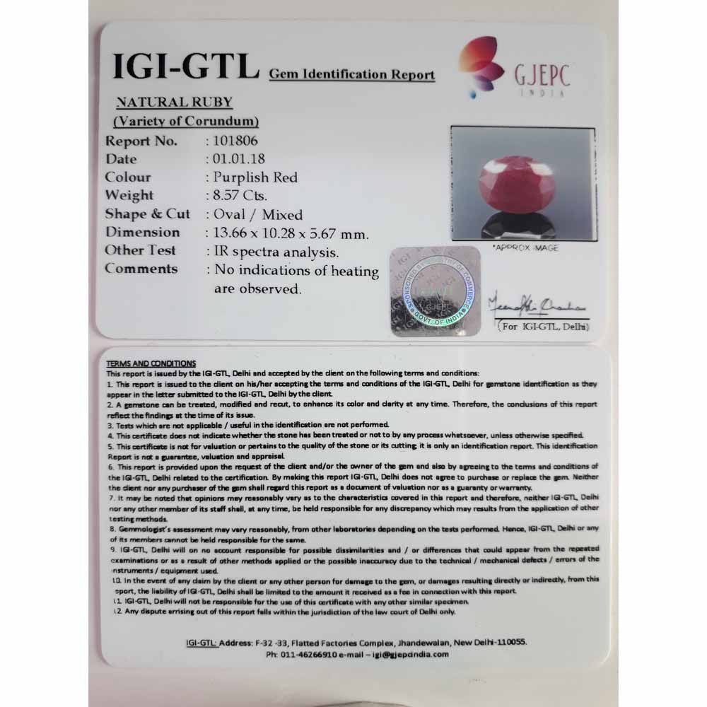 9.52 Ratti Natural Neo Burma Ruby with Govt. Lab Certificate-(2331)