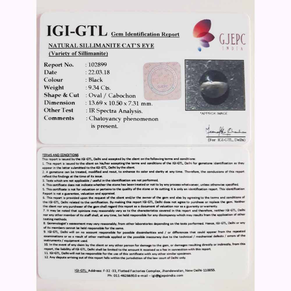 10.31 Ratti Natural Sillimanite Cat's Eye with Govt. Lab certified-(1100)