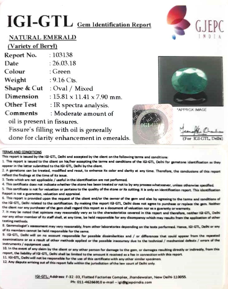 Oval Cabochon Cut Natural Green Emerald - 103138