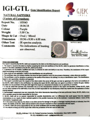 3.50/CT Natural Purple Sapphire with Govt Lab Certificate-103543