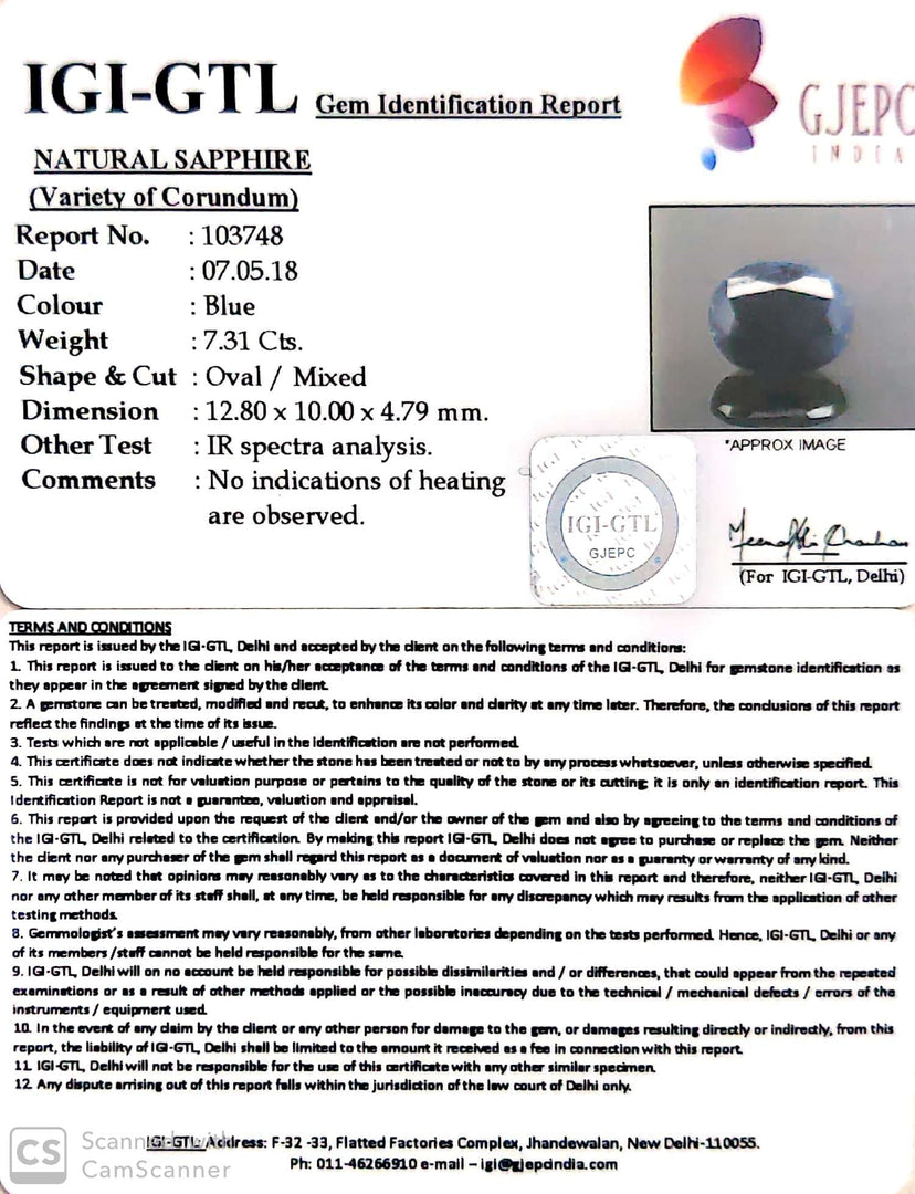 8.12 Ratti Natural Neelam with Govt Lab Certificate-(2331)