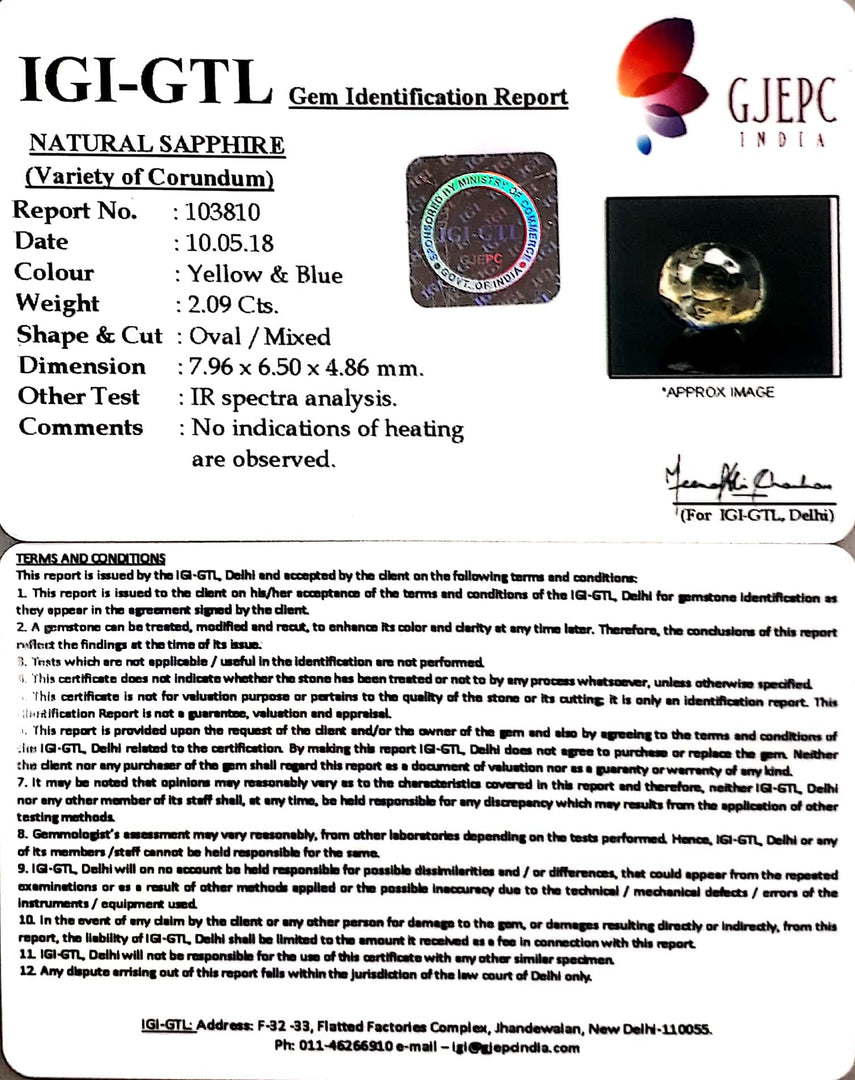 2.32 Natural Pitambari Neelam with Govt Lab Certified-(23310)