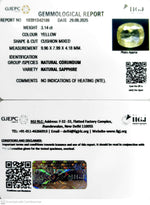 Load image into Gallery viewer, 3.14/CT Natural Yellow Sapphire With Govt Lab Certificate (16650)
