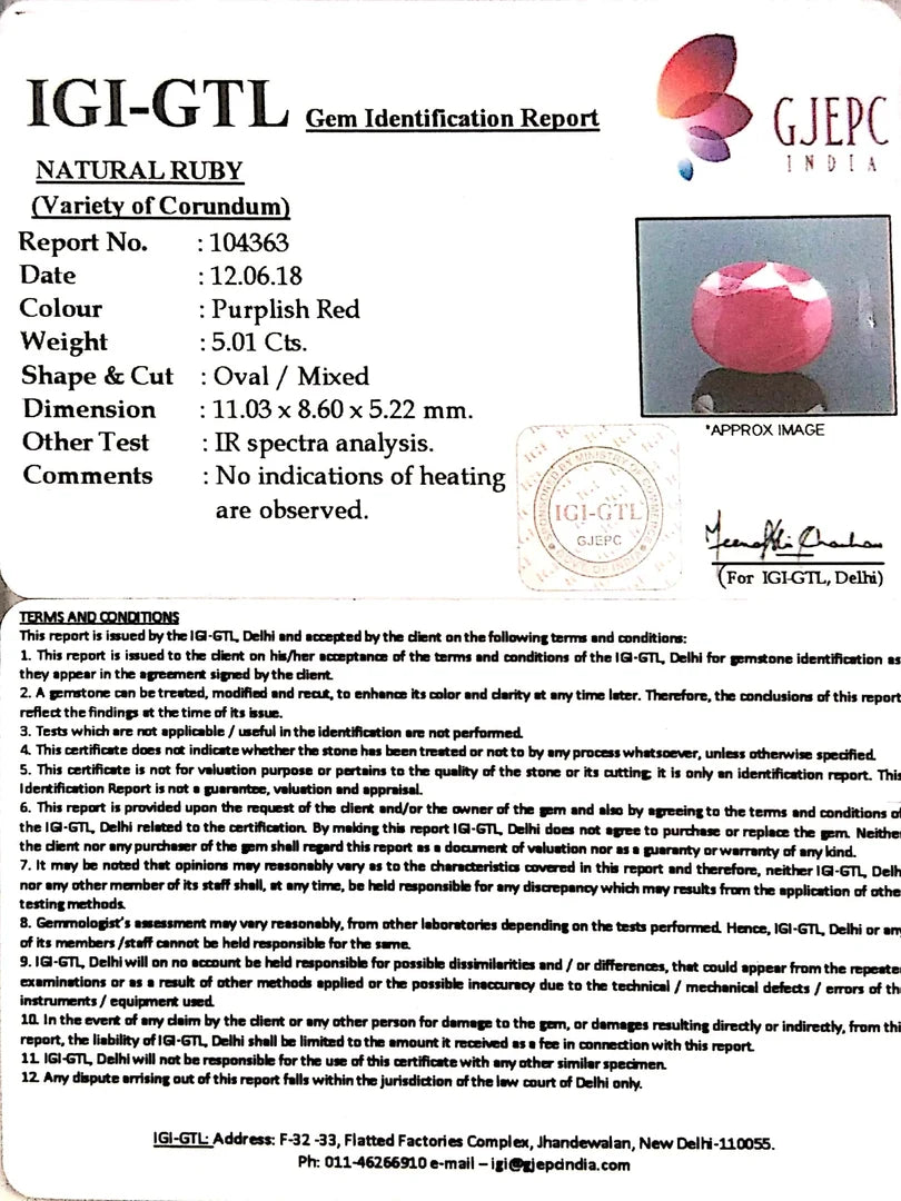 5.57 Ratti Natural Neo Burma Ruby with Govt. Lab Certificate-(2331)