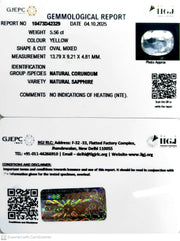 5.56/CT Natural Yellow Sapphire With Govt Lab Certificate (16650)