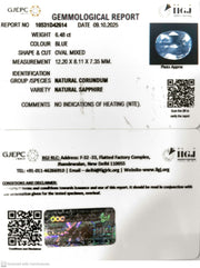 6.48/CT Natural Blue Sapphire with Govt Lab Certificate (16650)