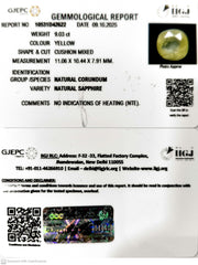 9.03/CT Natural Yellow Sapphire With Govt Lab Certificate (12210)