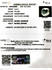 4.54/CT Natural Yellow Sapphire With Govt Lab Certificate (12210)