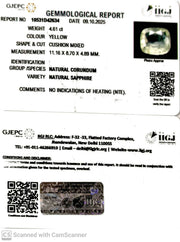 4.61/CT Natural Yellow Sapphire With Govt Lab Certificate (16650)