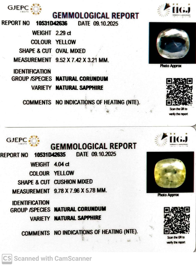 2.29/CT Natural Yellow Sapphire With Govt Lab Certificate (16650)