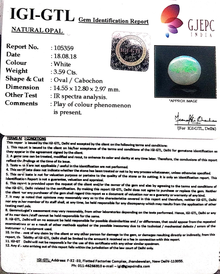 3.99 Ratti Natural fire Opal with Govt. Lab Certificate-(1221)
