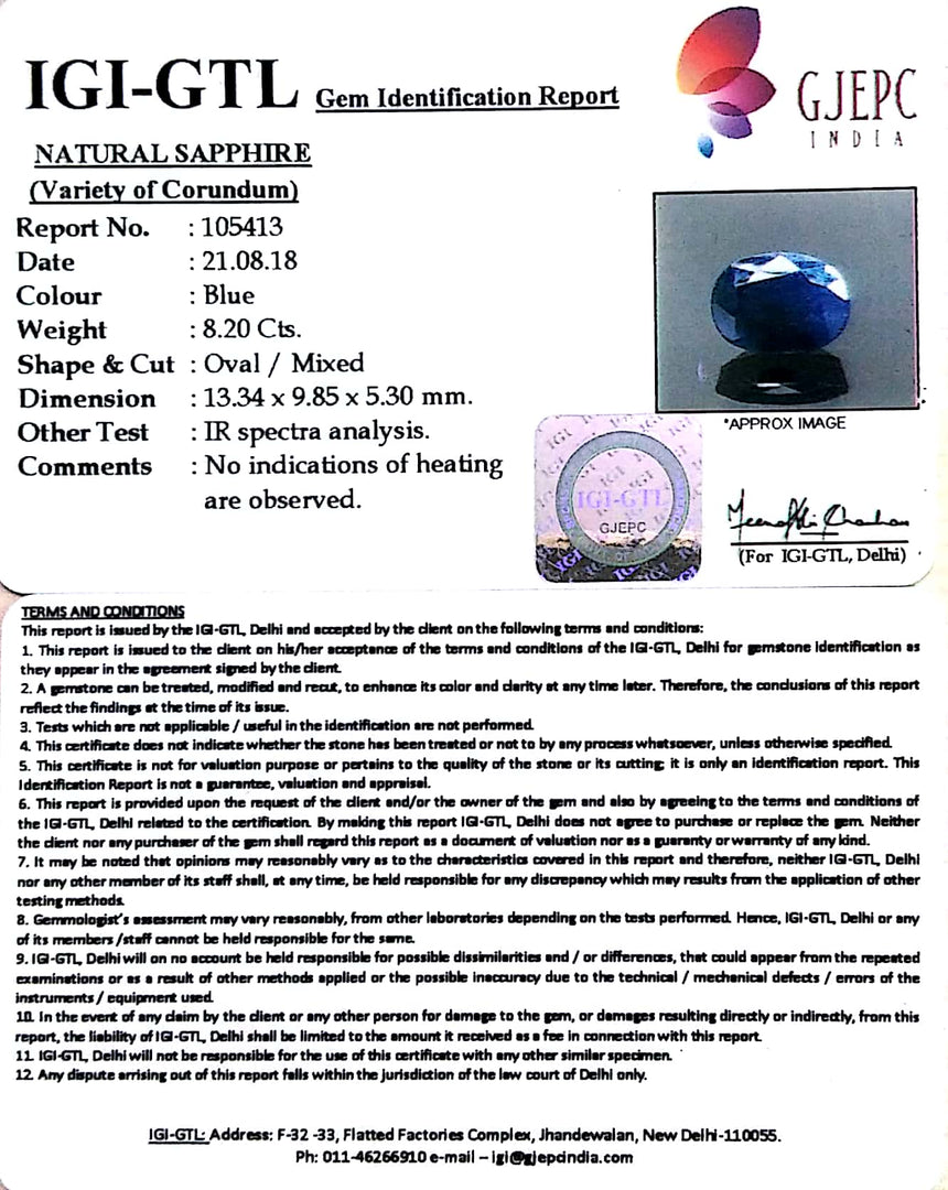 9.11 Ratti Natural Neelam with Govt Lab Certificate