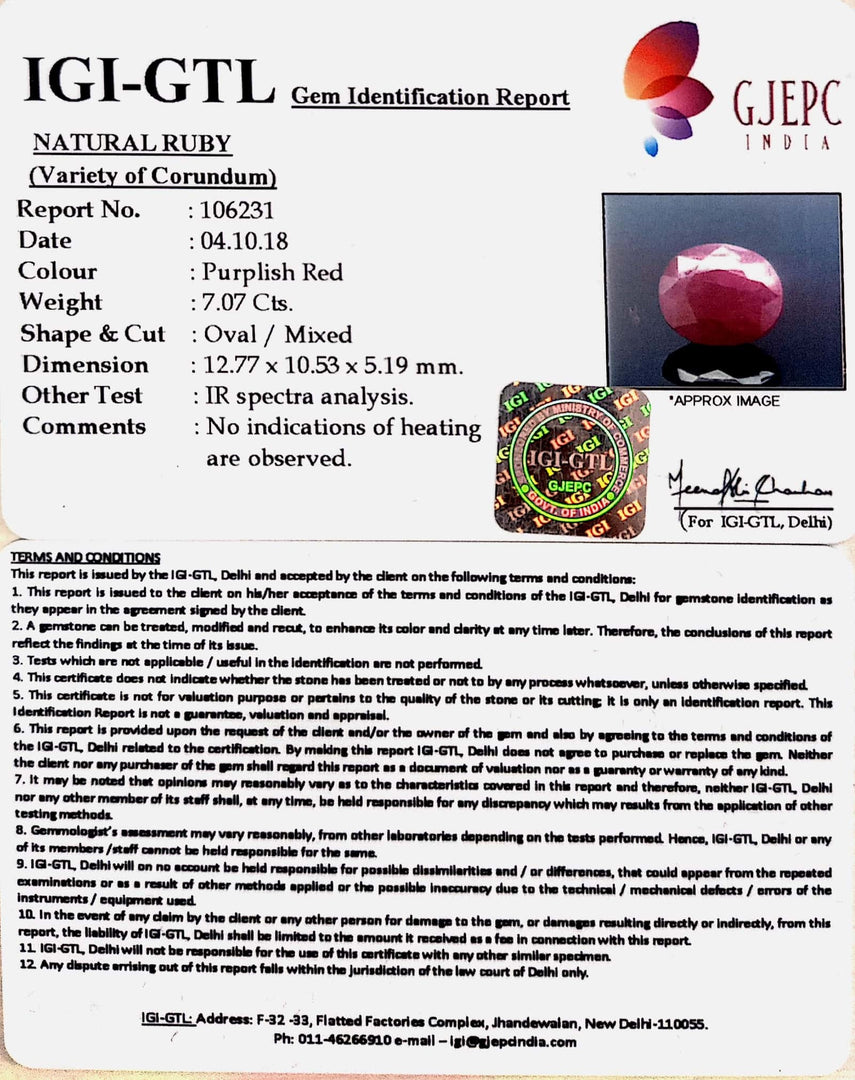 7.84 Ratti Natural Neo Burma Ruby with Govt. Lab Certificate-(4551)