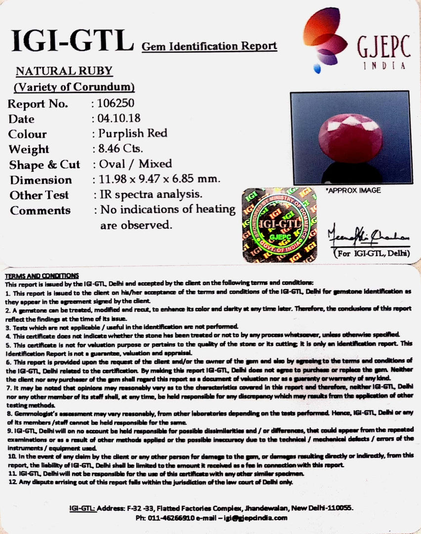9.39 Ratti Natural Neo Burma Ruby with Govt. Lab Certificate-(2331)