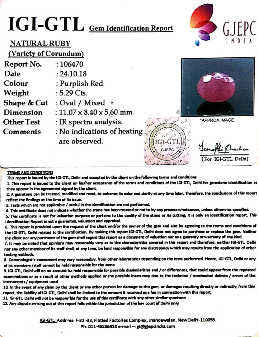 5.88 Ratti Natural Neo Burma Ruby with Govt Lab Certificate-(5661)