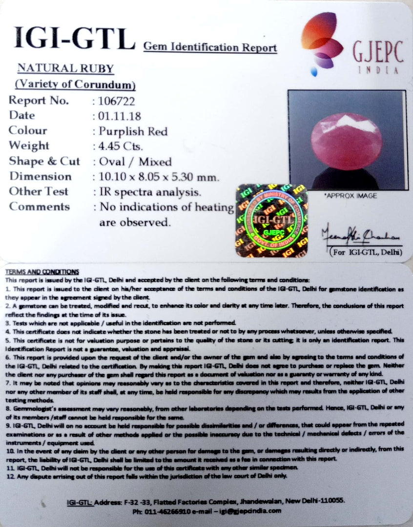 4.72 Ratti Natural Neo Burma Ruby with Govt Lab Certificate-(3441)