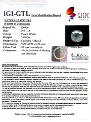 4.09 Ratti Natural White Sapphire with Govt Lab Certificate - (4551)