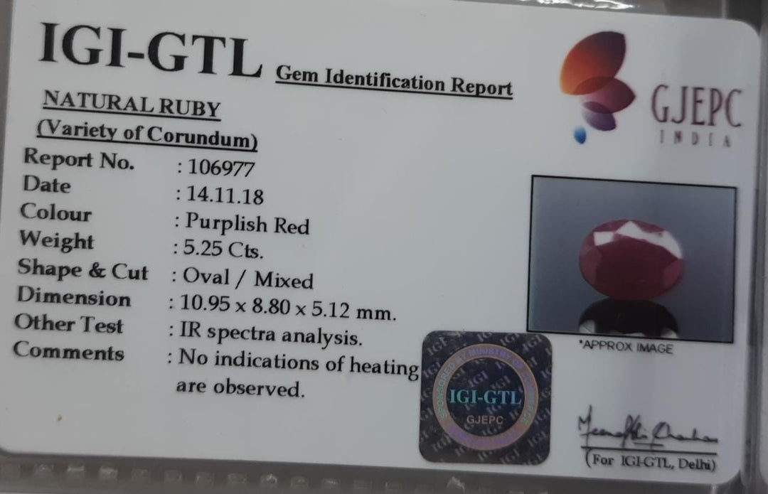 5.83 Ratti Natural Neo Burma Ruby with Govt Lab Certificate-(3441)