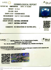 12.13/CT Natural Blue Sapphire with Govt Lab Certificate (6771)