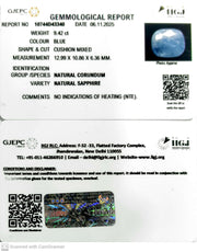 9.42/CT Natural Blue Sapphire with Govt Lab Certificate-10744D43340