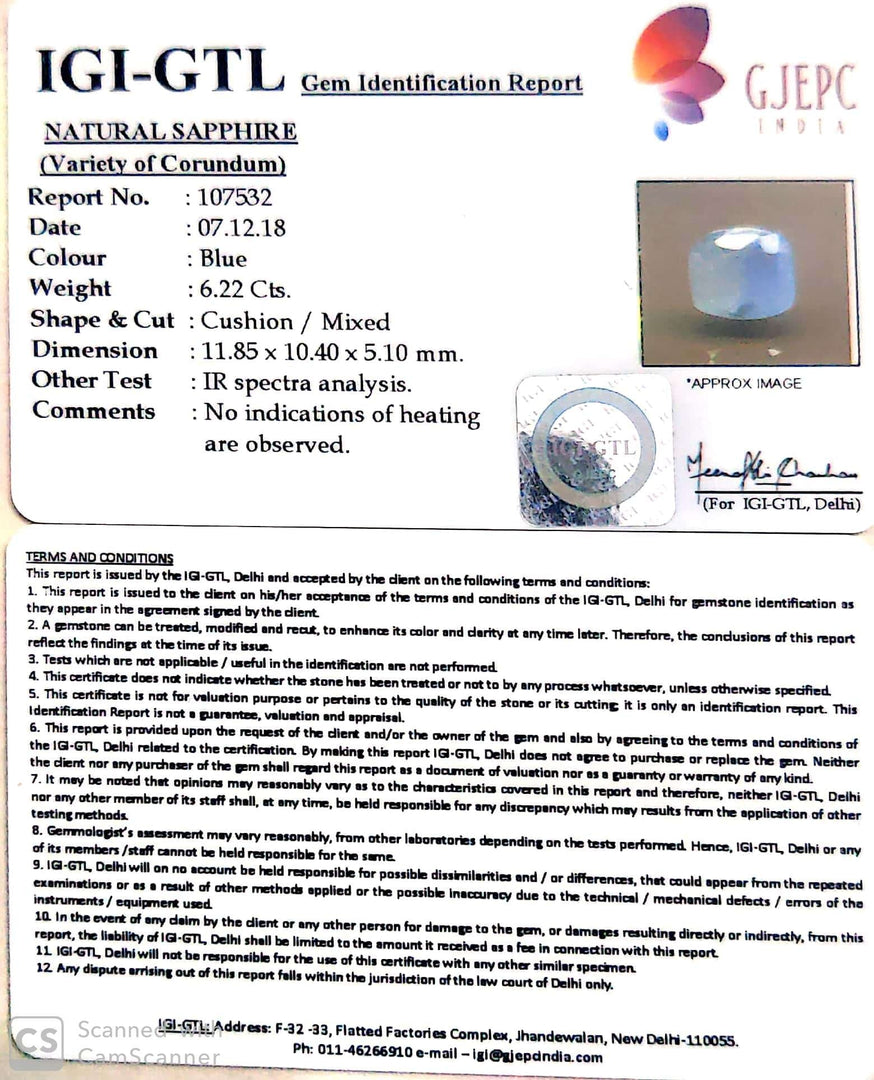 6.91 Ratti Natural Neelam with Govt Lab Certificate-(4551)