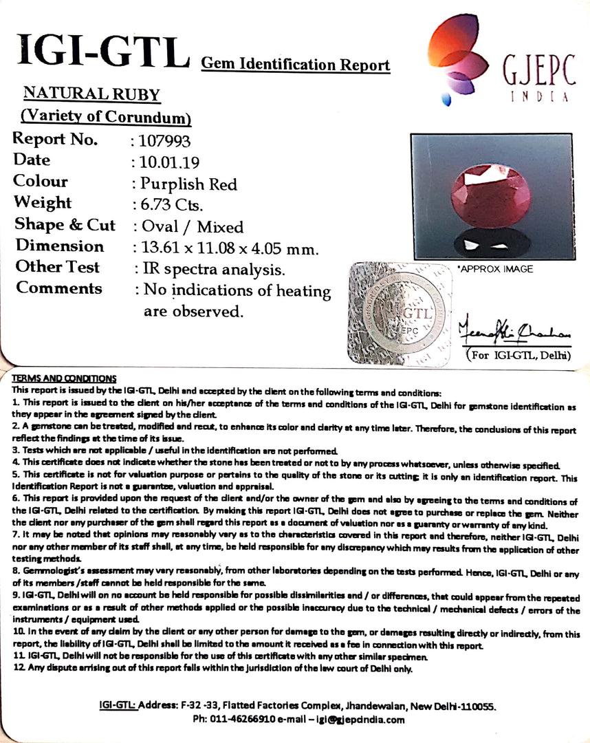 7.48 Ratti Natural Neo Burma Ruby with Govt Lab Certificate-(3441)