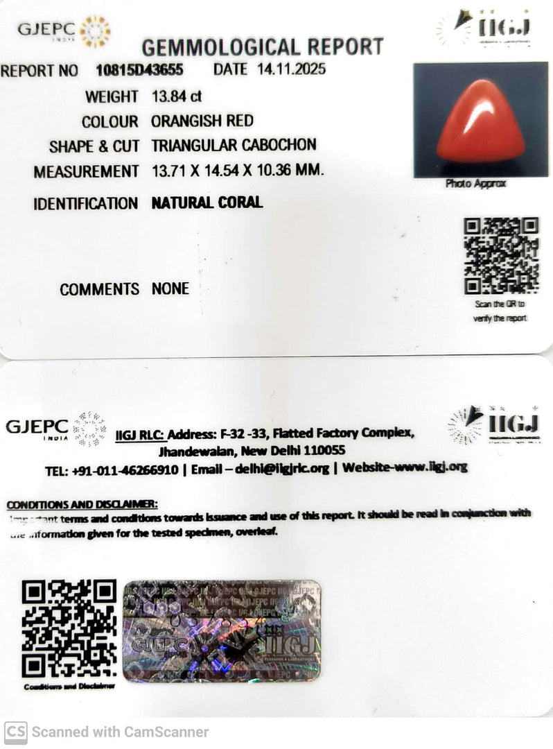 13.84/CT Natural Red Coral With Govt. Lab Certificate-10815D43655