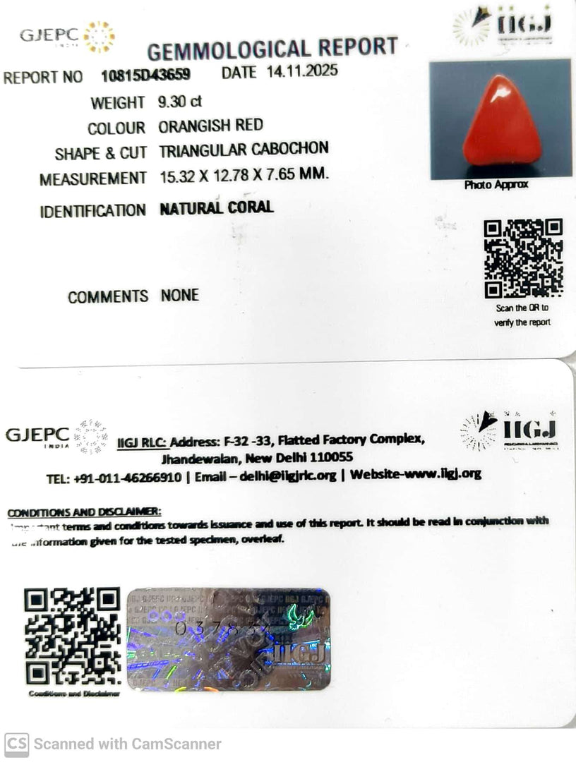 9.30/CT Natural Red Coral With Govt. Lab Certificate-10815D43659