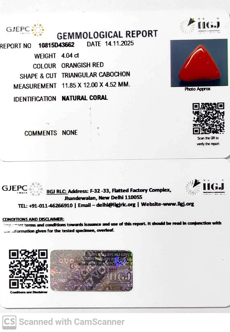 4.04/CT Natural Red Coral With Govt. Lab Certificate-10815D43662