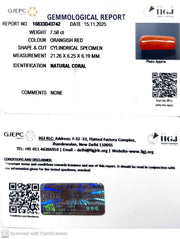 7.58/CT Natural Red Coral With Govt. Lab Certificate-10833D43742
