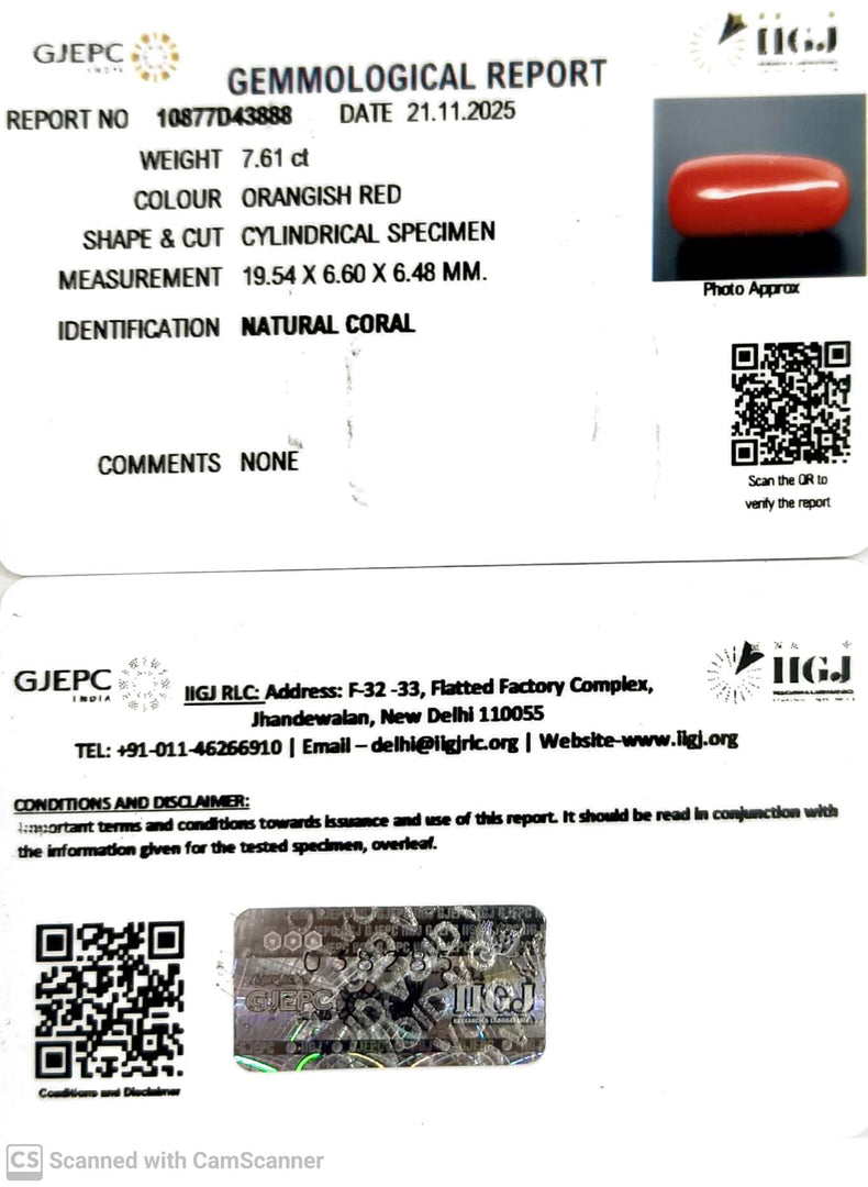 7.61/CT Natural Red Coral With Govt. Lab Certificate-10877D43888